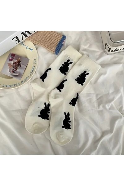 Çorap Bakkalı 4 ζευγάρια Unisex βαμβακερές κάλτσες με μοτίβο κουνελιού