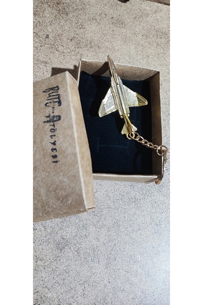 Butenin Atölyesi Gold renk, Uçak anahtarlık, çanta süsü, charm, kutulu gönderim