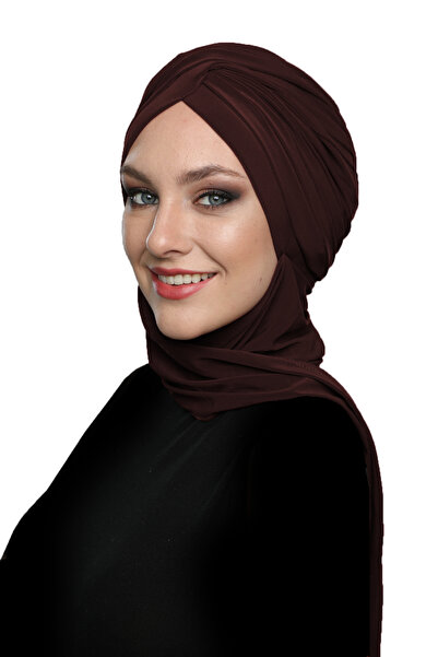 fidan bone Çapraz W Atkılı Kahve Hazır Türban Tesettür Bone Medikal Kullanıma Uygun