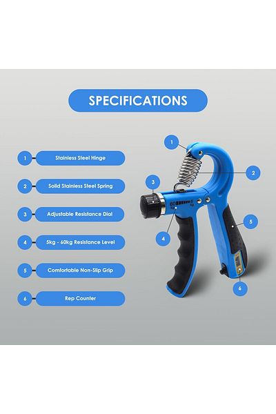 Endless Hand Grip Strengthener | 5-60 Kg Resistance | Forearm & Finger Power | With Counter