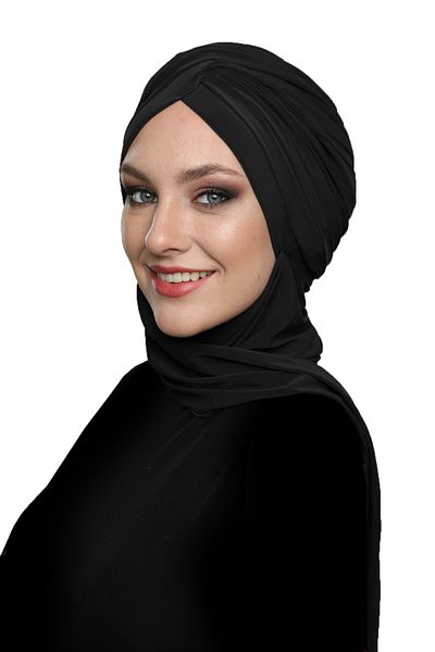 fidan bone Black Ready-made Hijab Hijab Bonnet with Cross W Scarf
