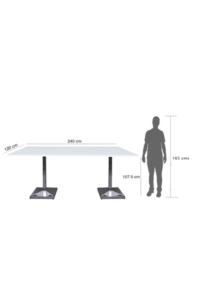 Mahmayi Barra 500PE-240 Modern 8-Seater Square Pantry Table (White, 240cm)