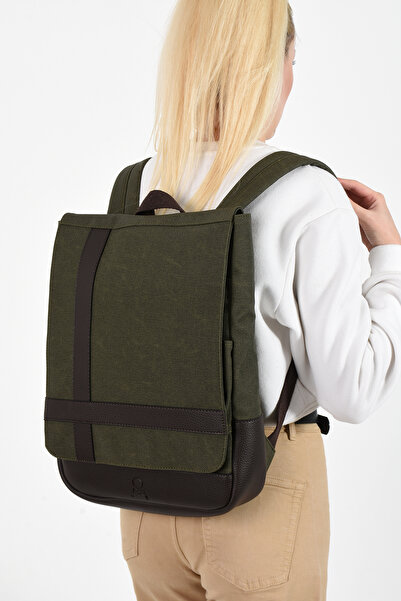 By Hakan Mega 419 Унісекс Канава Рюкзак з відділенням для ноутбука ЗЕЛЕНИЙ-КАВОВИЙ