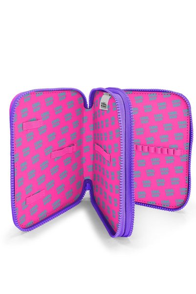 Coral High Kids Multicolored Heart Patterned Double Layer Pencil Bag 11145