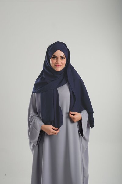 HÜRREM BONE Practical Navy Blue Crepe Shawl - Snap-On, Single Strap, Seasonal...