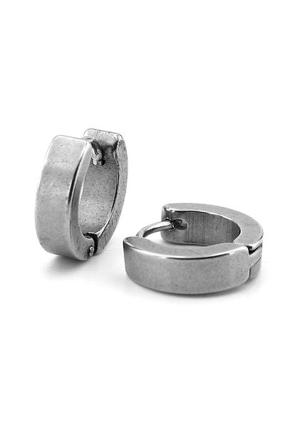 Solfera Straight Cut Stainless Steel Hoop 4mm Thickness Unisex Women Men Earrings Er146