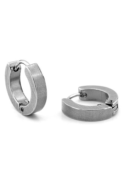 Solfera Silver Color Stainless Steel 3mm Thickness Hoop Unisex Women Men Earrings Er145