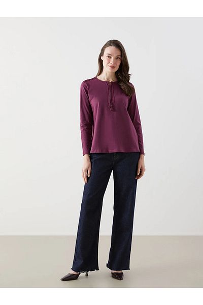 LC Waikiki Lcw Grace Lace-Up Collar Embroidery Women's Blouse