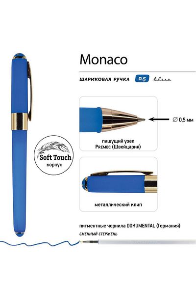 Bruno Visconti 20-0125/092 Monaco Ballpoint Pen -Blue-0,5 Mm. Boxed - (Blue Body, Orange Box)"