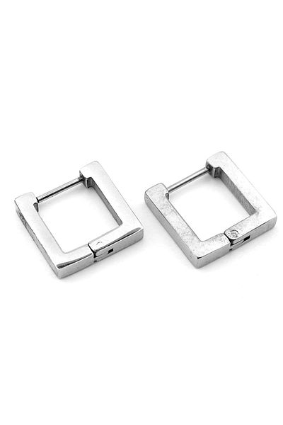 Solfera Square Shaped Geometric Silver Color Stainless Steel Women Men Earrings Er162