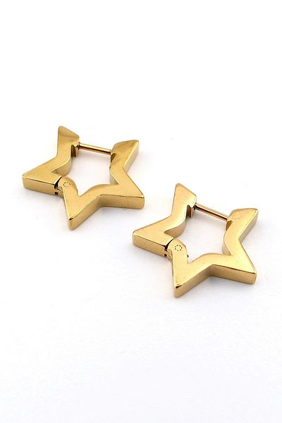 Solfera Unisex Yellow Steel Geometric Hoop Earrings - Star Er132