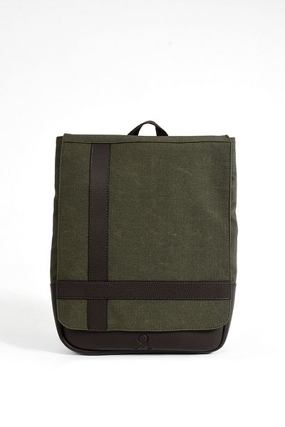 By Hakan Mega 419 Unisex Canvas Backpack με θήκη Laptop ΠΡΑΣΙΝΟ-ΚΑΦΕ