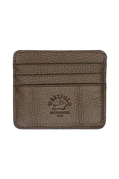 By Hakan WEST POLO 49 Unisex Δερμάτινη θήκη για κάρτες - Χακί