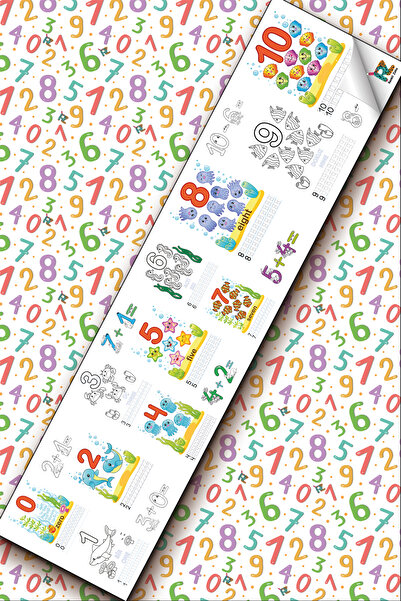 Renkli Zeka Rakam Ve Sayılar Temalı 62x250cm Dev Rulo Kağıdı Çocuk -eğitici B...