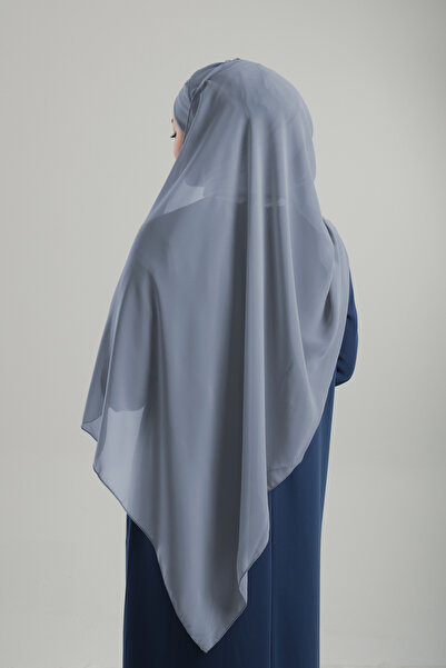 HÜRREM BONE Γκρι σιφόν μονόχρωμο σάλι με κορδόνια - Πρακτικό έτοιμο σταυρό 1455_15