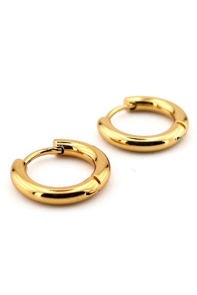 Solfera Gold Color Yellow Steel Unisex Round Hoop Earrings - Er159