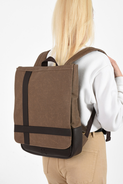 By Hakan Mega 419 Унісекс Канава Рюкзак з відділенням для ноутбука TOPRAK-KAHVE