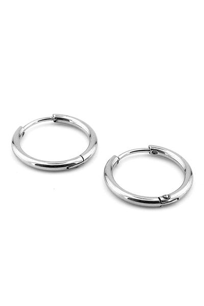Solfera 15mm Unisex Women's Men's Steel Earrings with Thin Hoopround Line Er128
