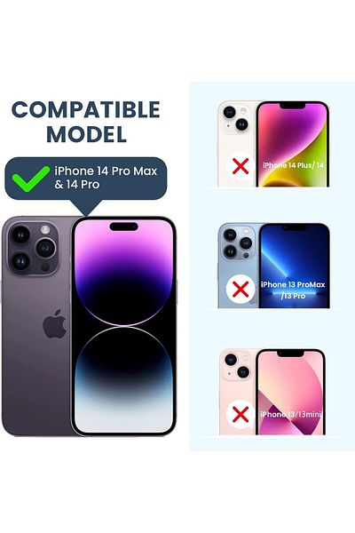 AWH iPhone 14 Pro Max/14 Pro Camera Lens Protector, HD Glass Metal, Original Camera Cover, Silver