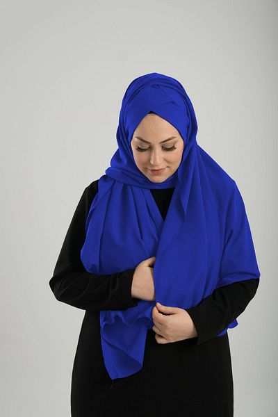 HÜRREM BONE Saks Blue Single Strap Practical Ready Slip Wrap Crepe - Seasonal 1453K_24