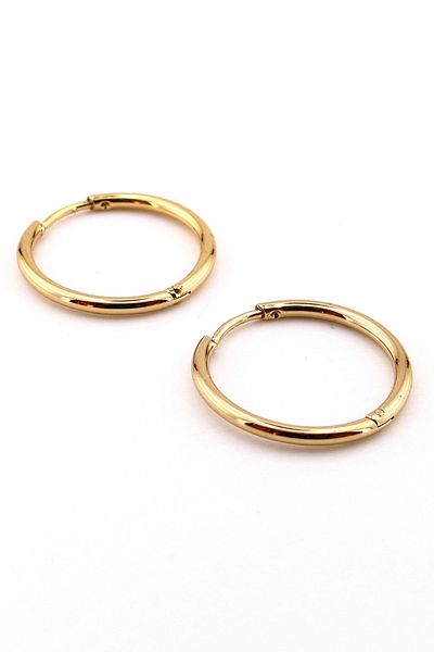 Solfera Yellow Colored Steel 19mm Wide Size Thin Hoop Unisex Women Men Earrings Er126