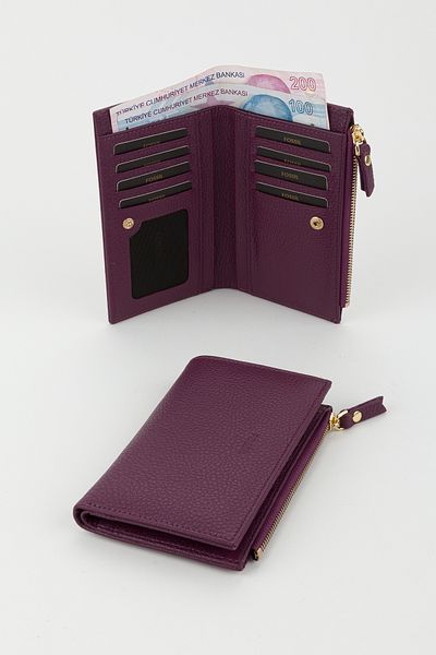 Fossil Boxed Genuine Leather Plum Medium Size Women's Hand Portfolio Card Holder Wallet