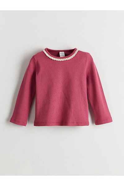 LC Waikiki Lcw Kids Pink Crew Neck Basic Girls Blouse and Leggings 2-Piece