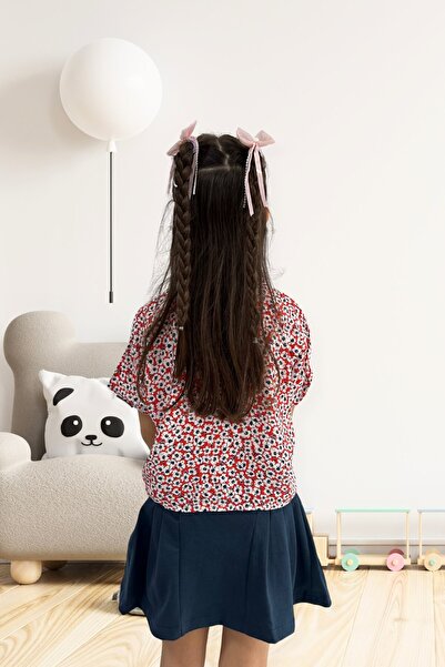 kübra kids Floral Print Short Sleeve Shirt for Girl - 1849