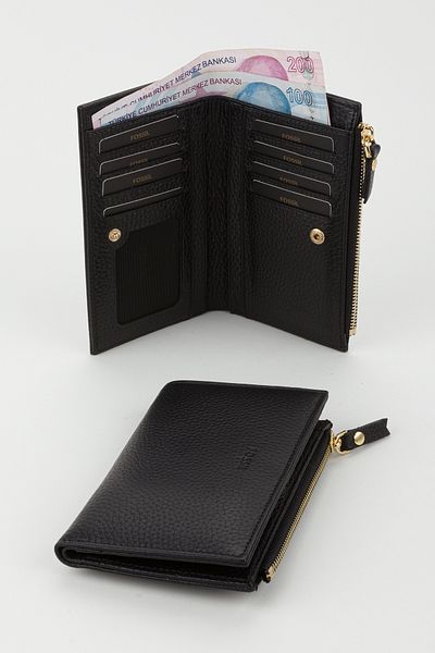 Fossil Boxed Genuine Leather Black Medium Size Women's Hand Portfolio Card Holder Wallet