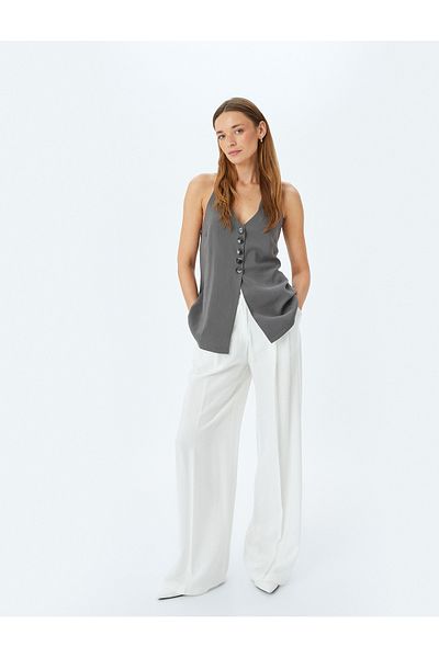 Koton Halter Collar Buttoned Long Vest