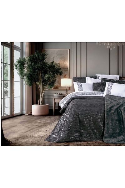 Cotton Box Platinum 11 Piece Dowry Set-Filbert Anthracite (Bed Cover+Blanket+Duvet Cover Tk)