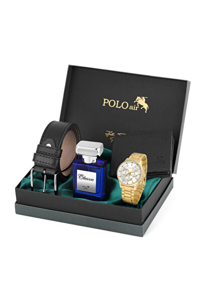 Polo Air Erkek Set Kombin Kemer Cüzdan Parfüm Kol Saati Hediyelik Kutusunda S...