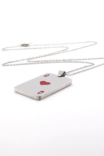 Solfera Playing Card Poker Necklace - Stainless Shining Steel Men's Chain Q0960
