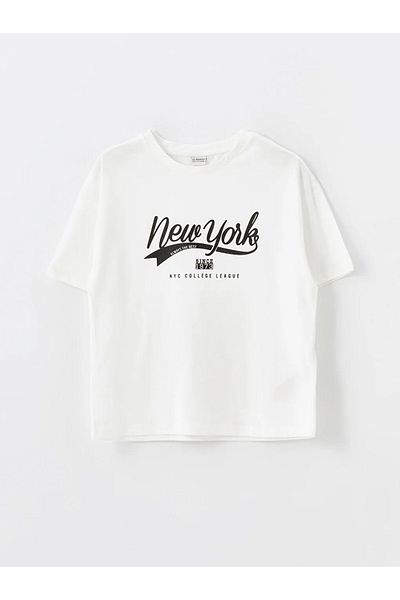 LC Waikiki Lcw Kids White Crew Neck Printed Short Sleeve Girls T-Shirts and Leggings