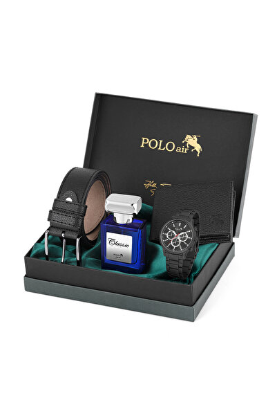 Polo Air Erkek Set Kombin Kemer Cüzdan Parfüm Kol Saati Hediyelik Kutusunda S...