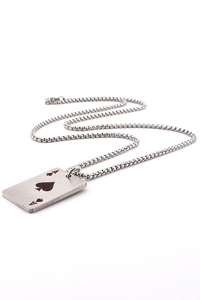 Solfera Spades as Playing Poker Stainless Matte Steel Men Chain Necklace Q0957
