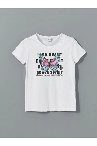 LC Waikiki Lcw Eco White Crew Neck Girls T-Shirt & Leggings