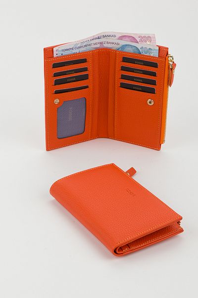 Fossil Boxed Genuine Leather Orange Medium Size Women's Hand Portfolio Card Holder Wallet