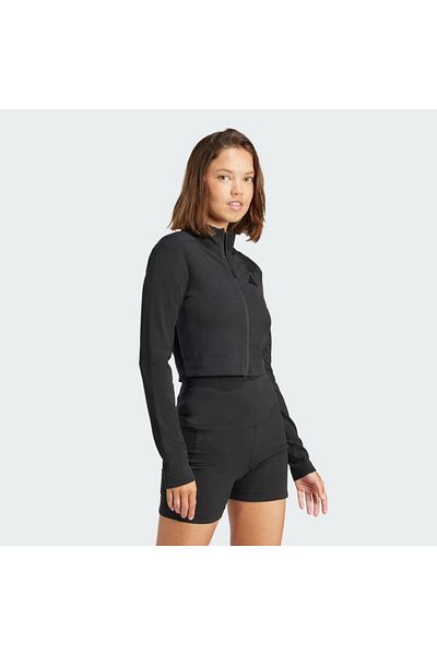 adidas Women's Black Sweatshirt with Wicked Zip - W Lng Rib Ls Jj1226