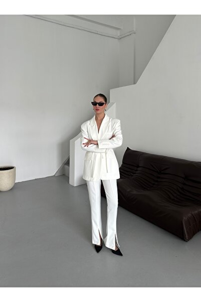 Laluvia Fehér Kampal kabát nadrág szett - 912068