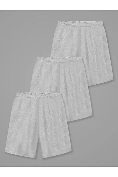 yg ydn giyim 3-Piece Gray Color Comfortable Fit Soft Fabric Summer Shorts with Elastic Waist and Pockets