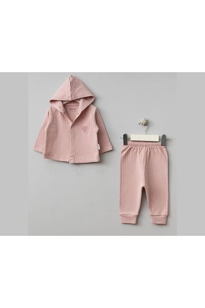 Bebitof Heart Teddy Bear Patterned Ikii Baby Set