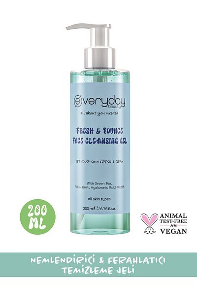 Everyday Beauty Fresh&Bounce 200ml Facial Cleansing Gel - Moisturizing, Revitalizing and Pore Tightening