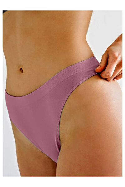 MİSTİRİK Navelli Model Seamless String with Hair Stitching Flexible Fabric String Model Panties Dusty Rose Color