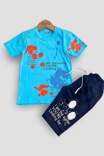 TRİLİYA Boy's Summer Suit - T-shirt and Capri Set - Economical