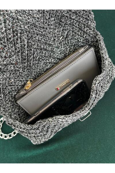 ulaşaksesuar Geantă de talie pentru femei din frânghie de macrame, model reglabil în zig-zag, culoare afumată