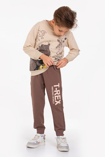 TRİLİYA Triliya Children's Tracksuit Set - 3-10 Years, Dinosaur Print, Pockets, Lycra Fabric