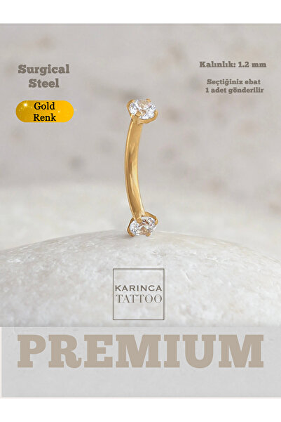 Karınca Piercing Premium Zirkon Taşlı Piercing Gold Kaş Rook Tragus Helix Snug Daith Conch Smiley Septum Göbek Nipple