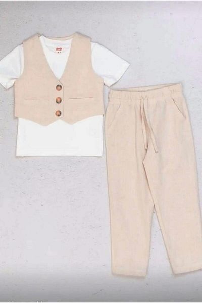 Dmb Men's Linen Vest Set - 3 Pieces 25 Aids