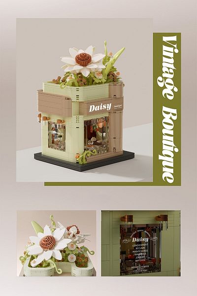 balody Flowery Street Series – Nostalgic Boutique (Bl21322) – Mini Block Building Toys Set